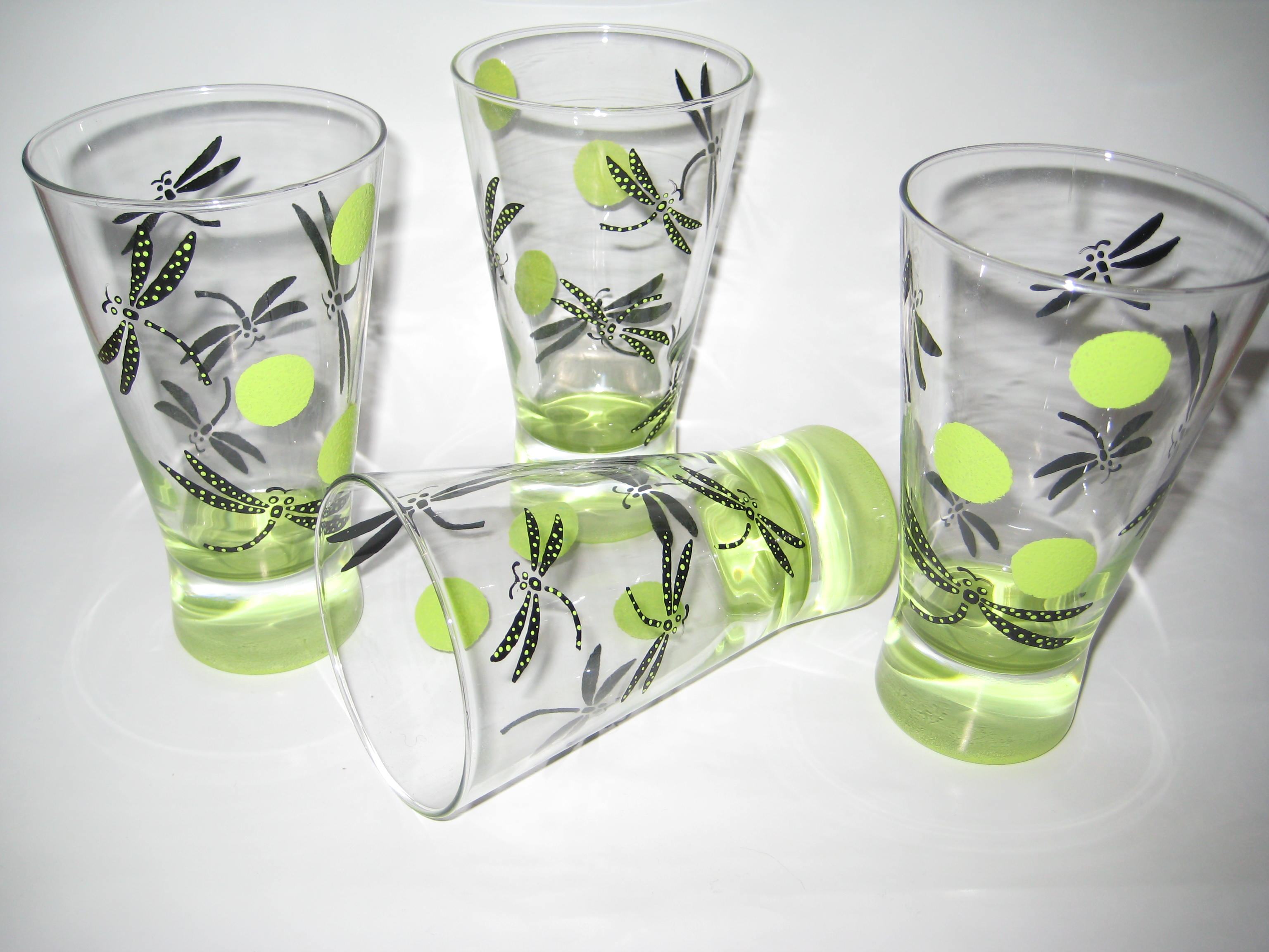 D.O.T.S. hand painted Glassware